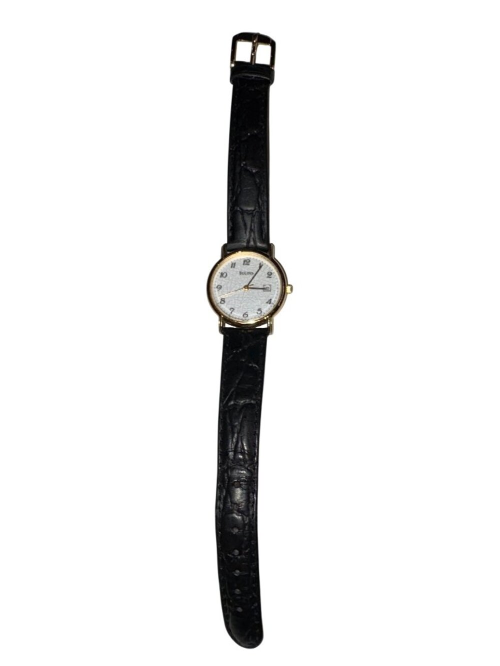 Bulova Womens Gold-Tone Watch Speidel Black Leather Band Vintage 1990’s Era READ